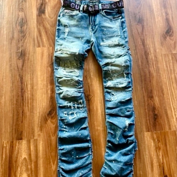 CULT OF INDIVIDUALITY Hipster Nomad Boot Belted Stretch Jeans NWT. 30x34 - Picture 1 of 4